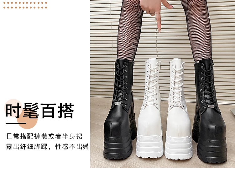 Ultra high heels ~ 24cm height-increasing boots for women,new large-size short boots,thick-soled cosplay height-increasing shoes
