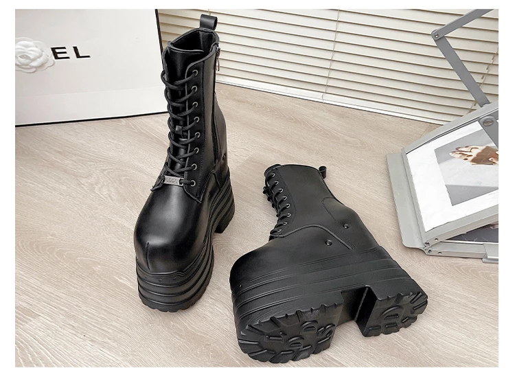 Ultra high heels ~ 24cm height-increasing boots for women,new large-size short boots,thick-soled cosplay height-increasing shoes