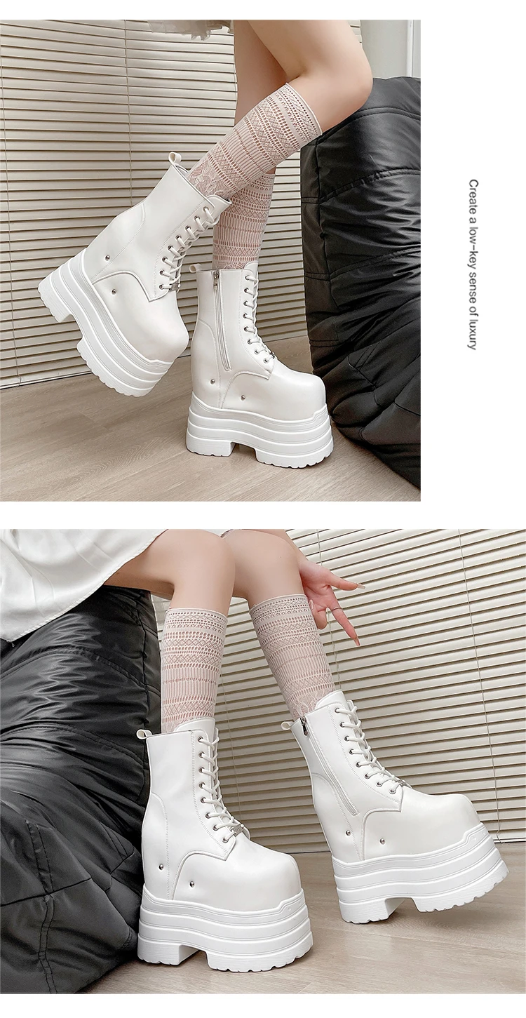 Ultra high heels ~ 24cm height-increasing boots for women,new large-size short boots,thick-soled cosplay height-increasing shoes