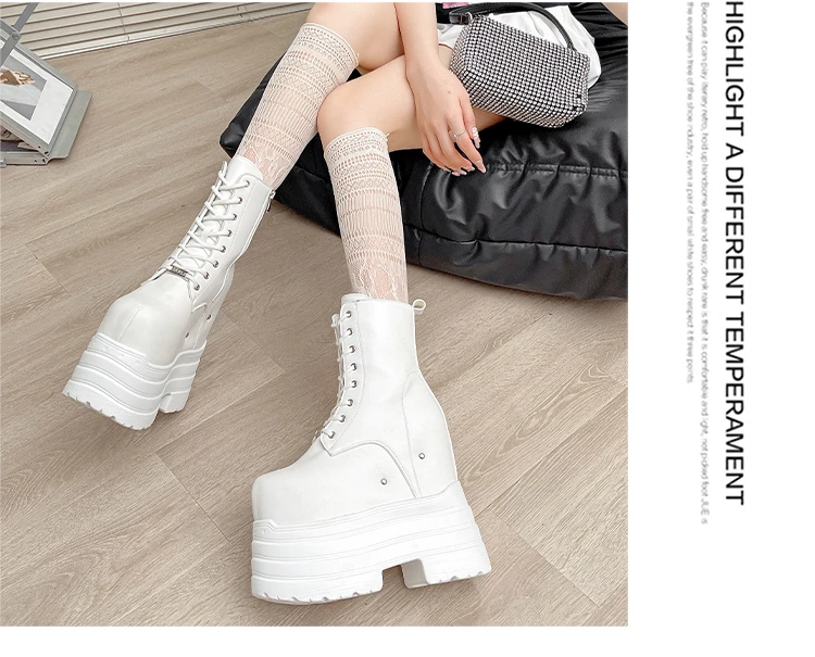 Ultra high heels ~ 24cm height-increasing boots for women,new large-size short boots,thick-soled cosplay height-increasing shoes