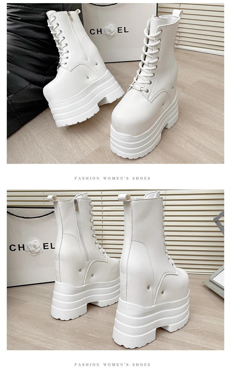 Ultra high heels ~ 24cm height-increasing boots for women,new large-size short boots,thick-soled cosplay height-increasing shoes