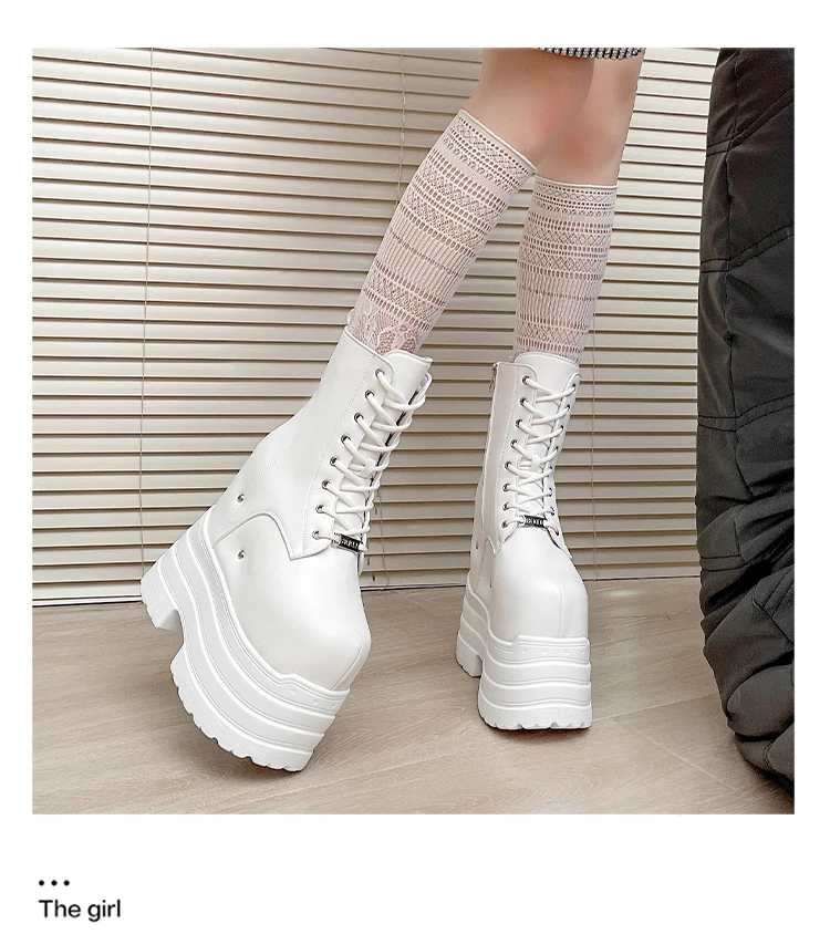 Ultra high heels ~ 24cm height-increasing boots for women,new large-size short boots,thick-soled cosplay height-increasing shoes