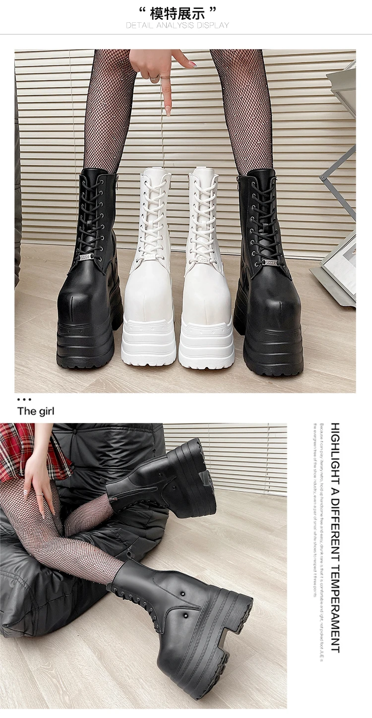 Ultra high heels ~ 24cm height-increasing boots for women,new large-size short boots,thick-soled cosplay height-increasing shoes