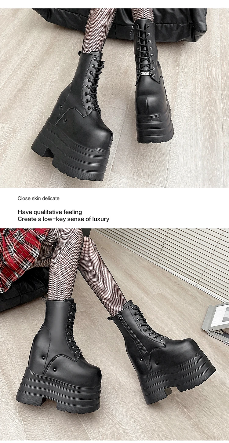 Ultra high heels ~ 24cm height-increasing boots for women,new large-size short boots,thick-soled cosplay height-increasing shoes