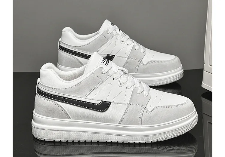 Men Invisible Heightening Shoes 10cm Height Increase 8mm Thick Sole Casual Sports Leisure Style Platform 6cm Height White Shoes