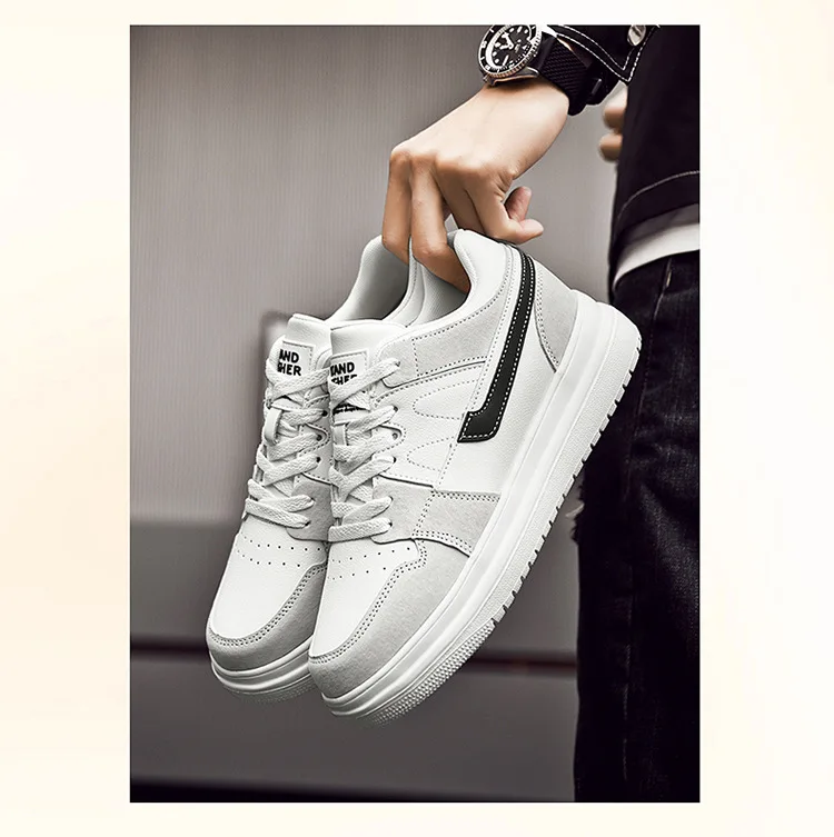 Men Invisible Heightening Shoes 10cm Height Increase 8mm Thick Sole Casual Sports Leisure Style Platform 6cm Height White Shoes