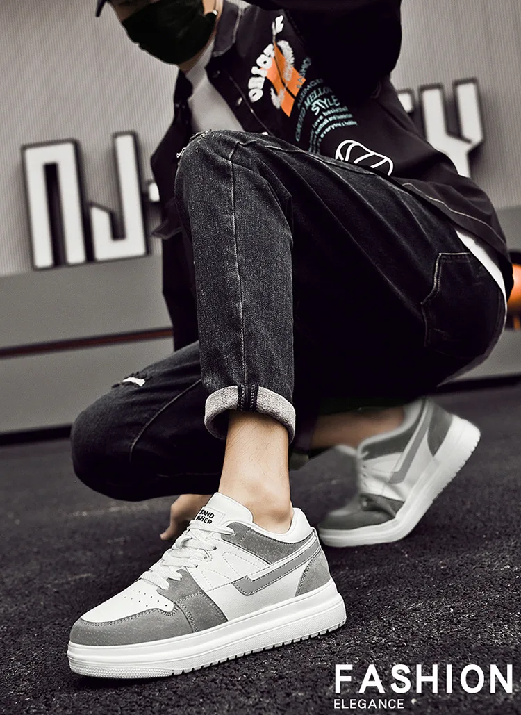 Men Invisible Heightening Shoes 10cm Height Increase 8mm Thick Sole Casual Sports Leisure Style Platform 6cm Height White Shoes