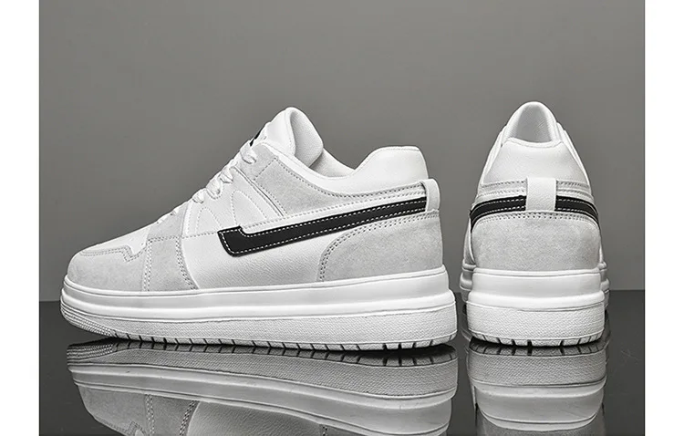 Men Invisible Heightening Shoes 10cm Height Increase 8mm Thick Sole Casual Sports Leisure Style Platform 6cm Height White Shoes