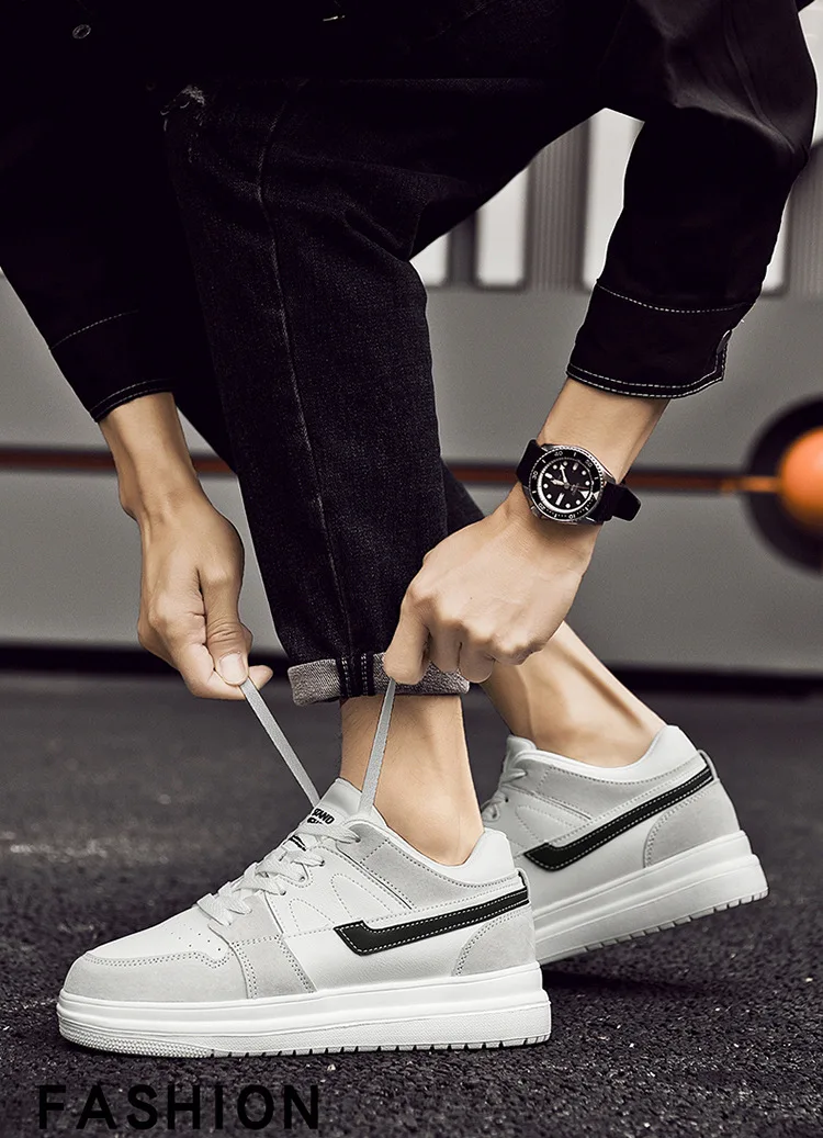 Men Invisible Heightening Shoes 10cm Height Increase 8mm Thick Sole Casual Sports Leisure Style Platform 6cm Height White Shoes