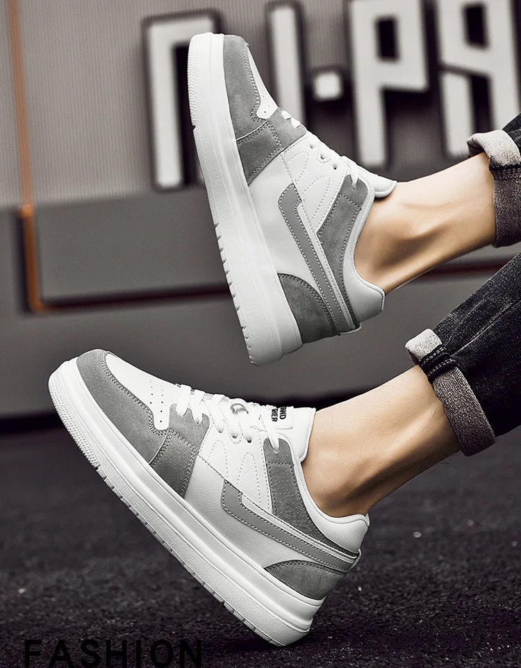 Men Invisible Heightening Shoes 10cm Height Increase 8mm Thick Sole Casual Sports Leisure Style Platform 6cm Height White Shoes