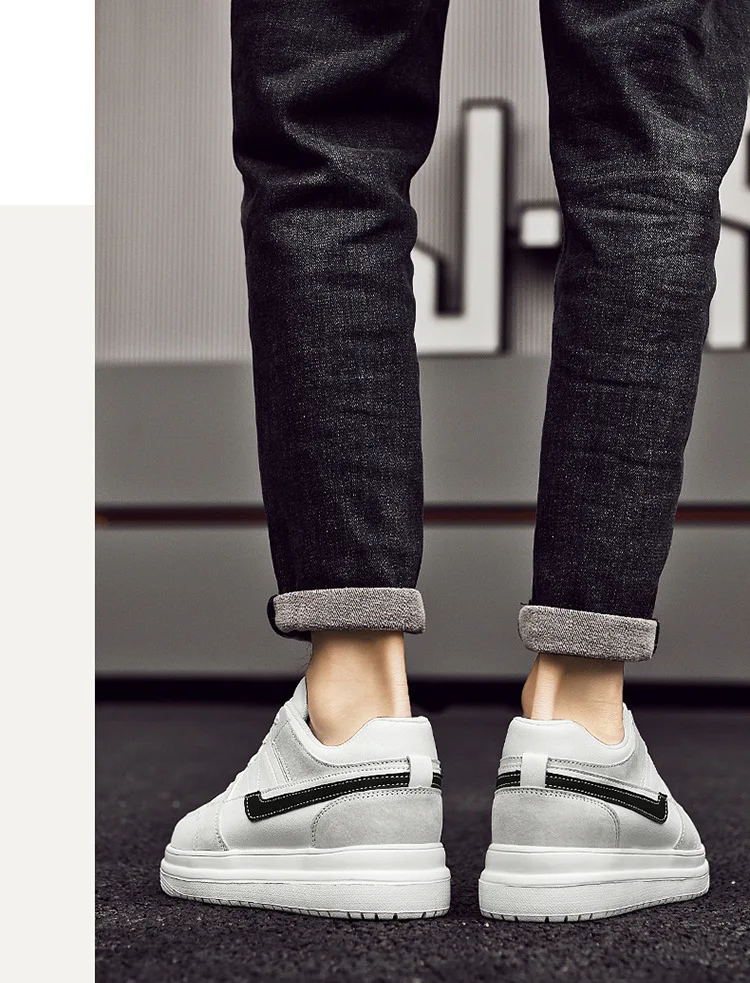 Men Invisible Heightening Shoes 10cm Height Increase 8mm Thick Sole Casual Sports Leisure Style Platform 6cm Height White Shoes