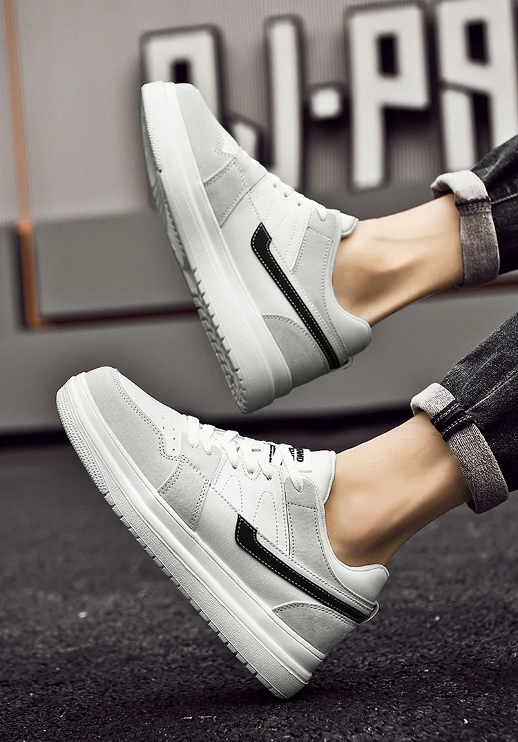 Men Invisible Heightening Shoes 10cm Height Increase 8mm Thick Sole Casual Sports Leisure Style Platform 6cm Height White Shoes