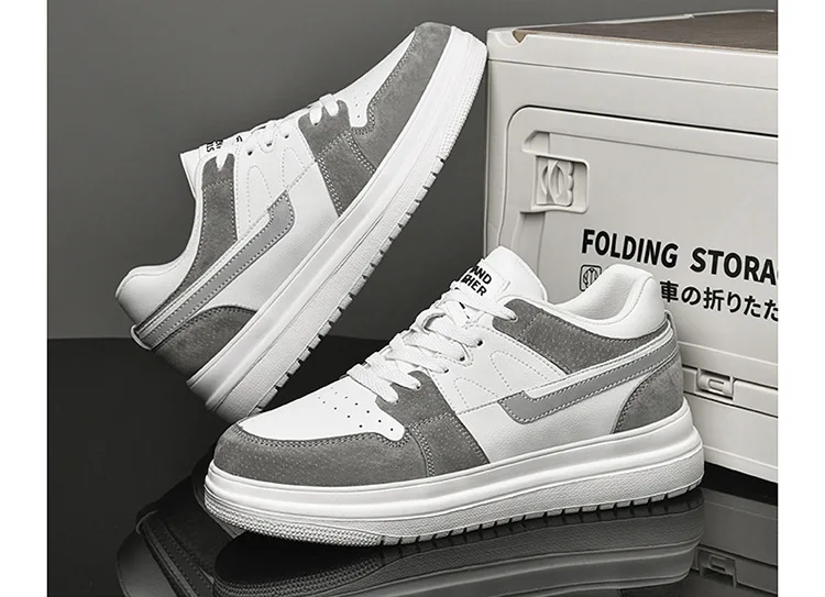 Men Invisible Heightening Shoes 10cm Height Increase 8mm Thick Sole Casual Sports Leisure Style Platform 6cm Height White Shoes