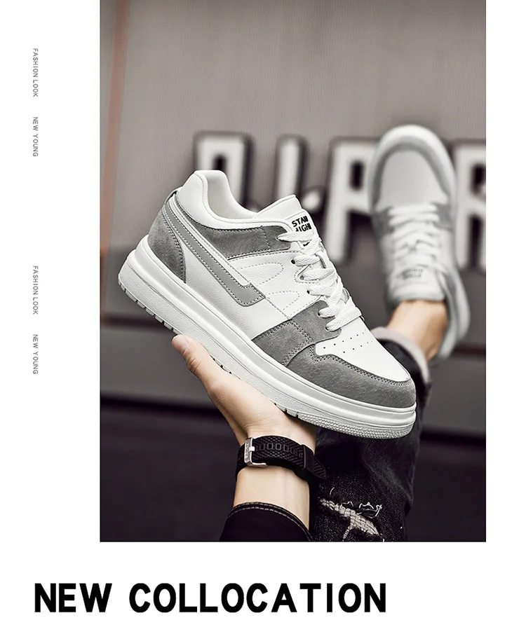 Men Invisible Heightening Shoes 10cm Height Increase 8mm Thick Sole Casual Sports Leisure Style Platform 6cm Height White Shoes