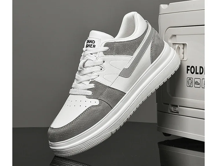 Men Invisible Heightening Shoes 10cm Height Increase 8mm Thick Sole Casual Sports Leisure Style Platform 6cm Height White Shoes