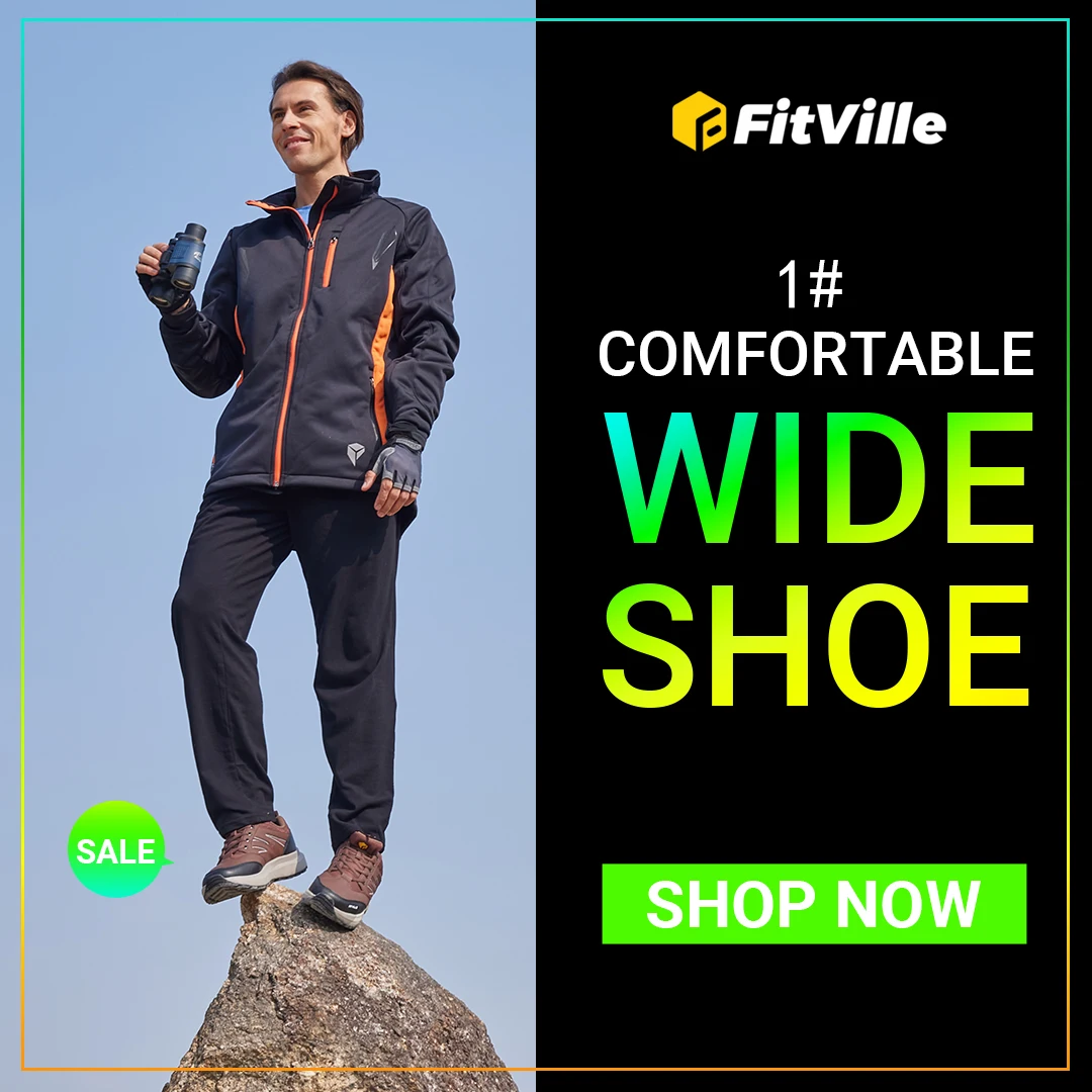 FitVille Wide Men's Shoes Hiking Waterproof Outdoor Work Trekking Trails Sneakers with Arch Support for Heel Pain Relief