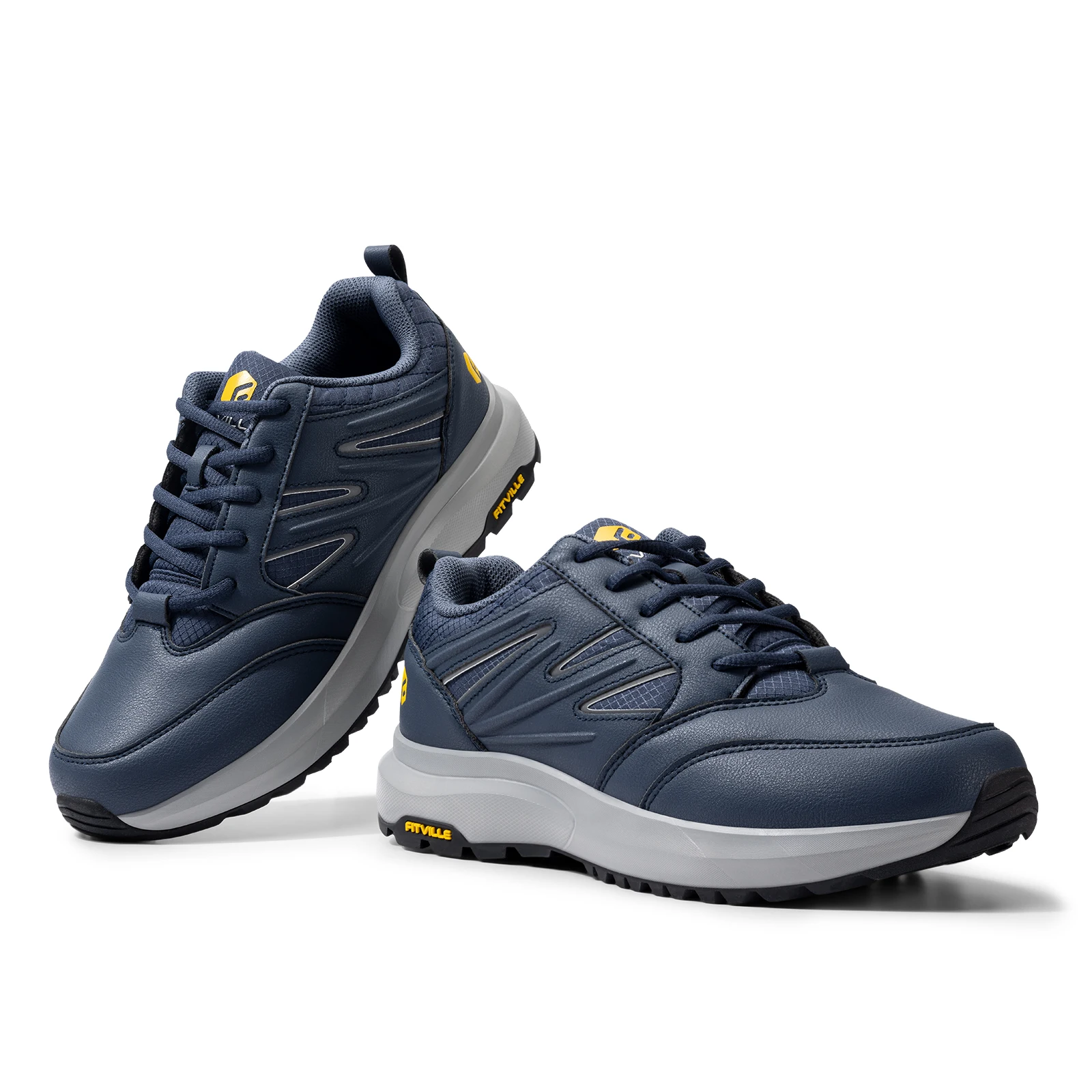 FitVille Wide Men's Shoes Hiking Waterproof Outdoor Work Trekking Trails Sneakers with Arch Support for Heel Pain Relief