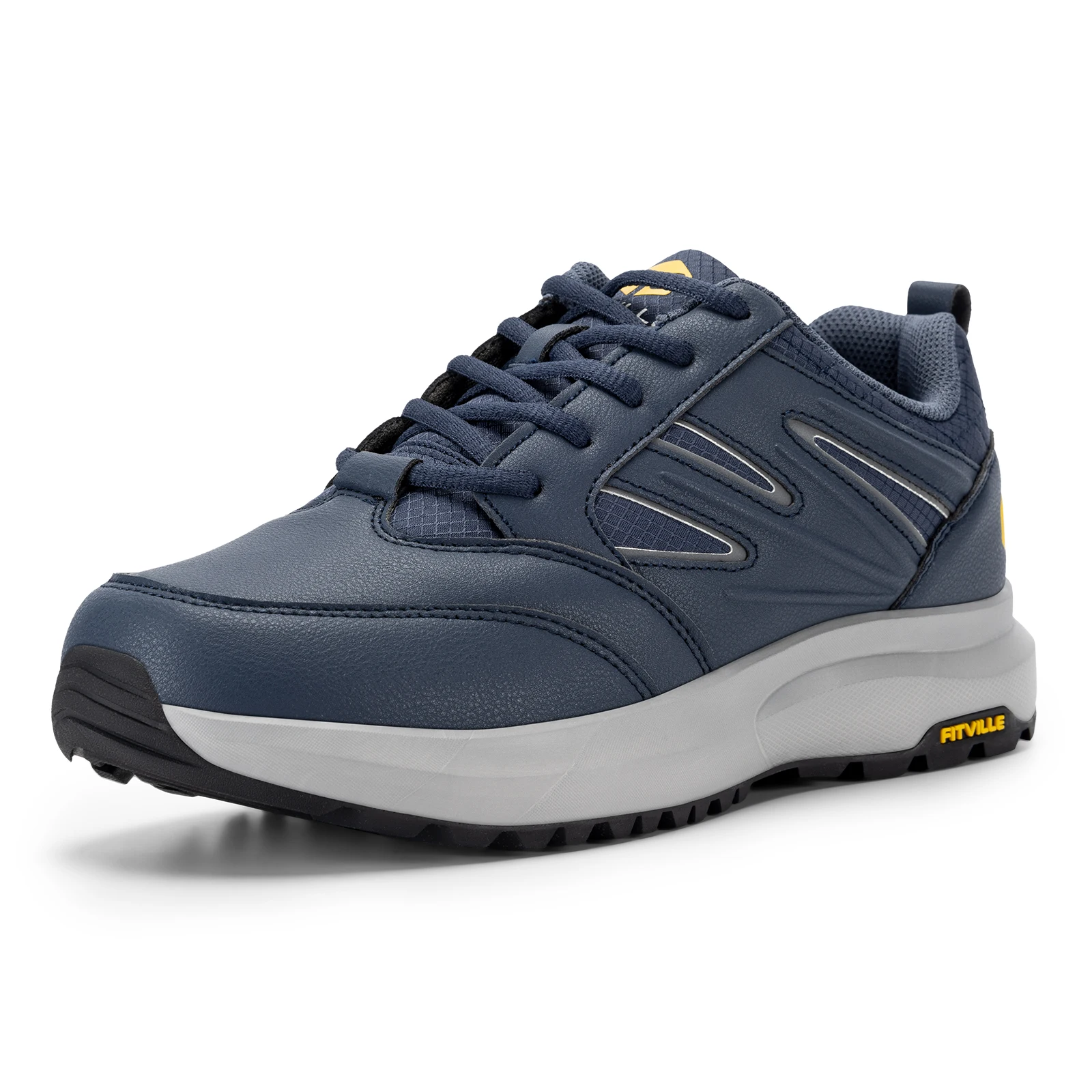 FitVille Wide Men's Shoes Hiking Waterproof Outdoor Work Trekking Trails Sneakers with Arch Support for Heel Pain Relief