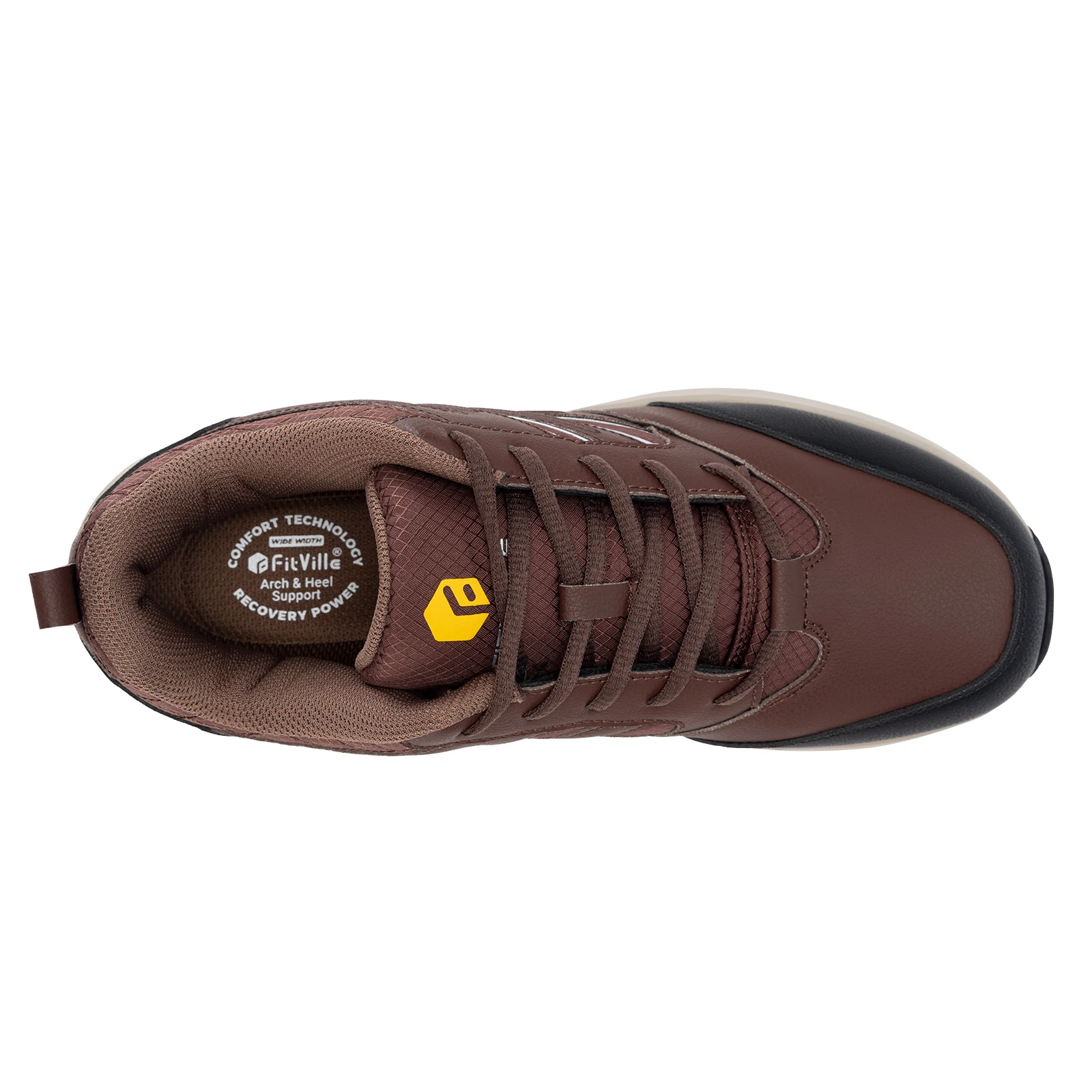 FitVille Wide Men's Shoes Hiking Waterproof Outdoor Work Trekking Trails Sneakers with Arch Support for Heel Pain Relief