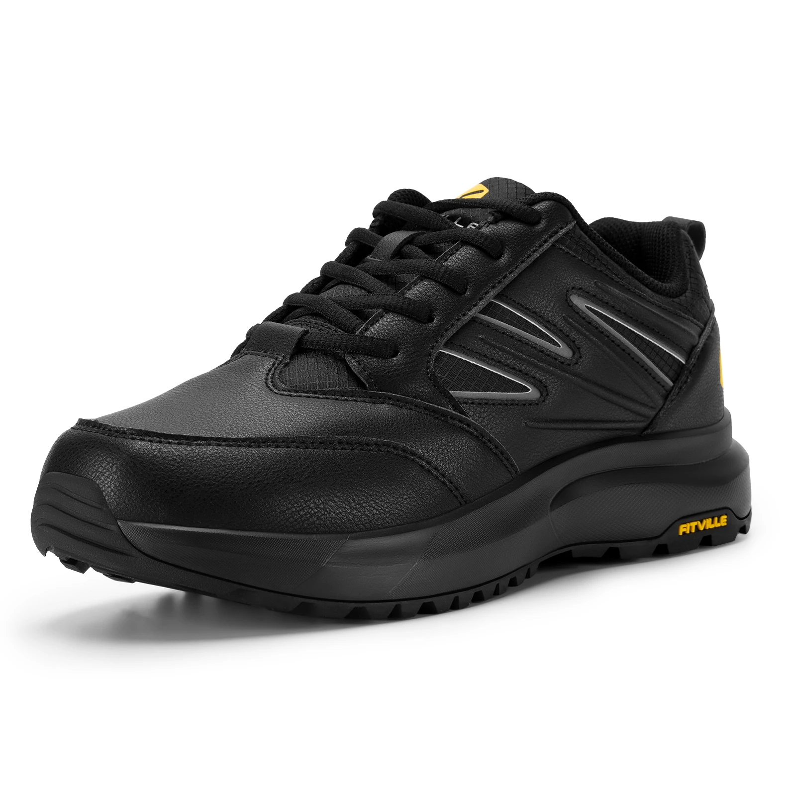 FitVille Wide Men's Shoes Hiking Waterproof Outdoor Work Trekking Trails Sneakers with Arch Support for Heel Pain Relief