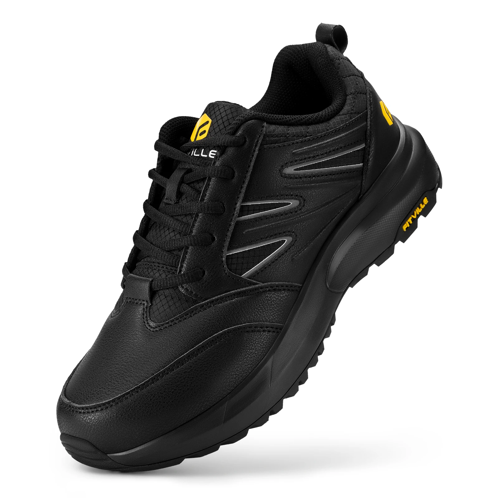 FitVille Wide Men's Shoes Hiking Waterproof Outdoor Work Trekking Trails Sneakers with Arch Support for Heel Pain Relief