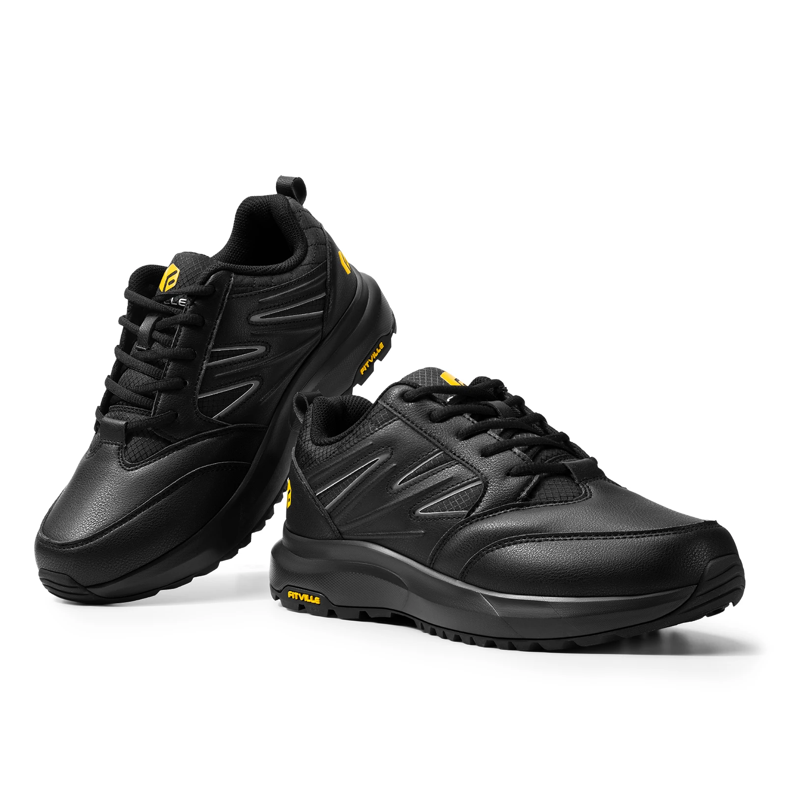 FitVille Wide Men's Shoes Hiking Waterproof Outdoor Work Trekking Trails Sneakers with Arch Support for Heel Pain Relief