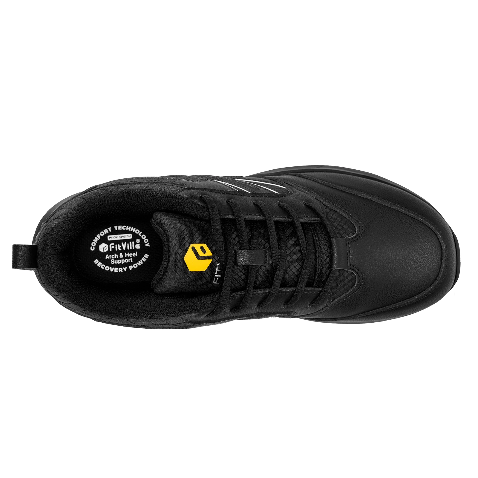 FitVille Wide Men's Shoes Hiking Waterproof Outdoor Work Trekking Trails Sneakers with Arch Support for Heel Pain Relief