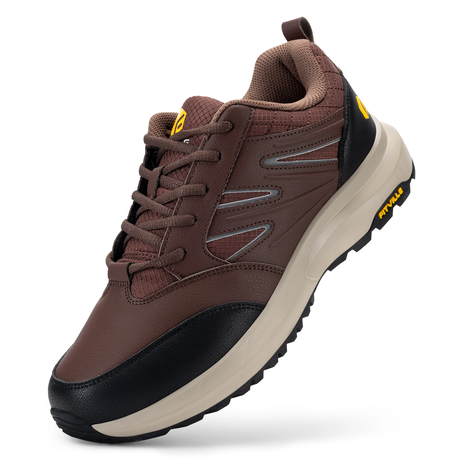 FitVille Wide Men's Shoes Hiking Waterproof Outdoor Work Trekking Trails Sneakers with Arch Support for Heel Pain Relief