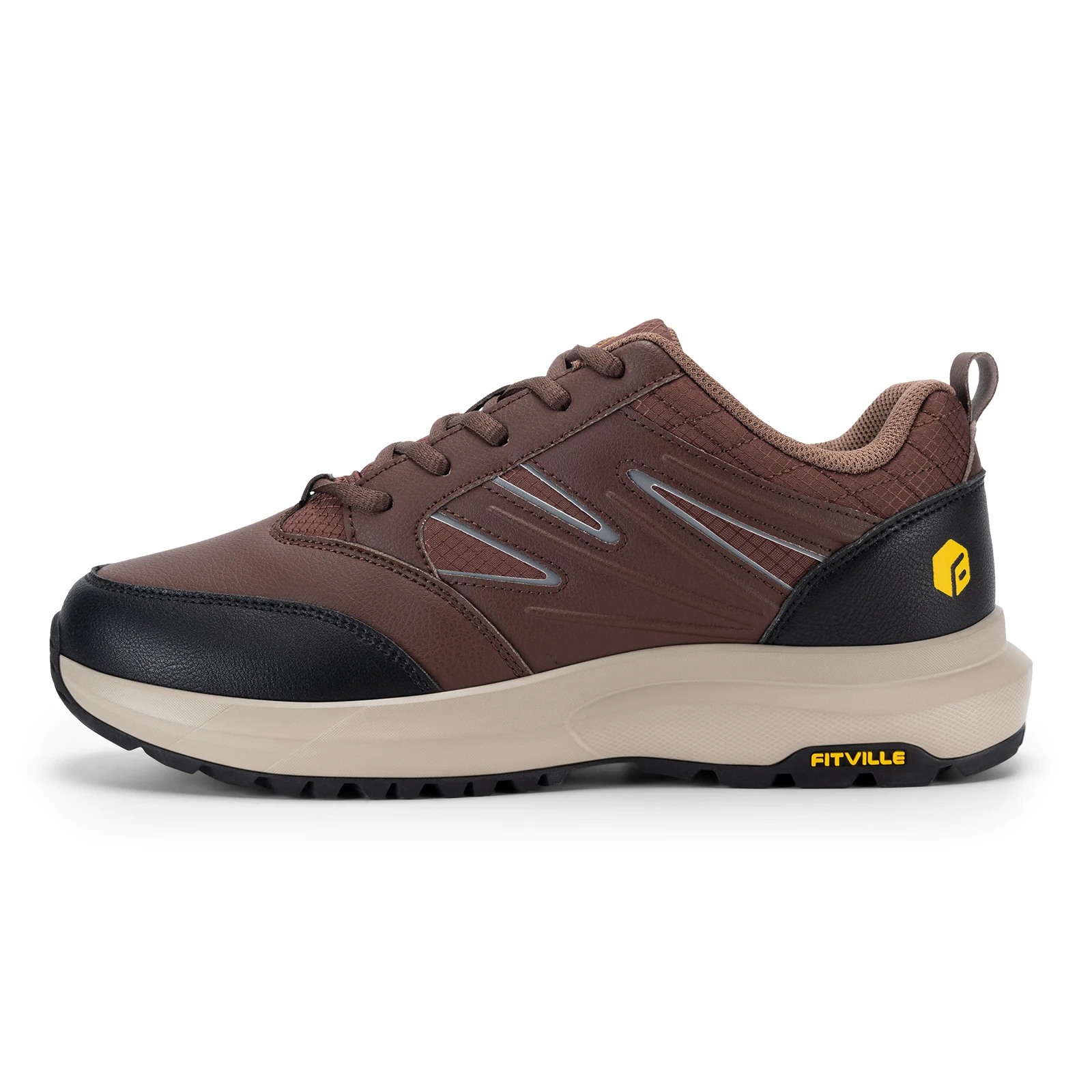 FitVille Wide Men's Shoes Hiking Waterproof Outdoor Work Trekking Trails Sneakers with Arch Support for Heel Pain Relief