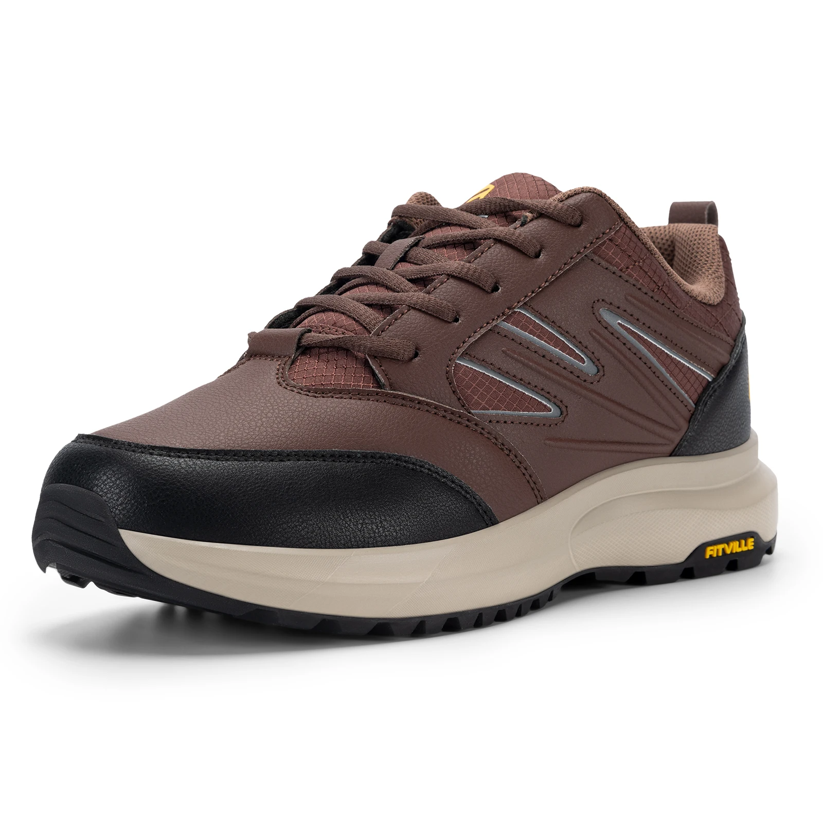 FitVille Wide Men's Shoes Hiking Waterproof Outdoor Work Trekking Trails Sneakers with Arch Support for Heel Pain Relief