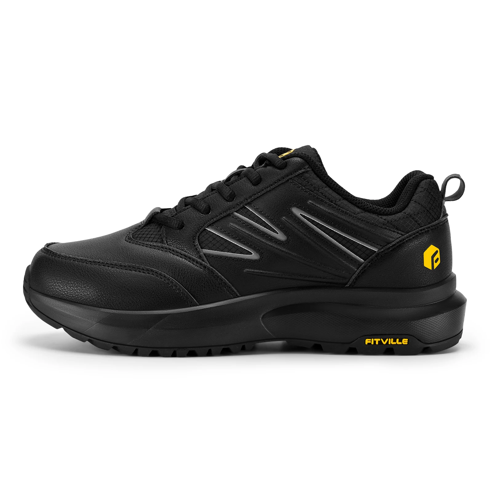 FitVille Wide Men's Shoes Hiking Waterproof Outdoor Work Trekking Trails Sneakers with Arch Support for Heel Pain Relief