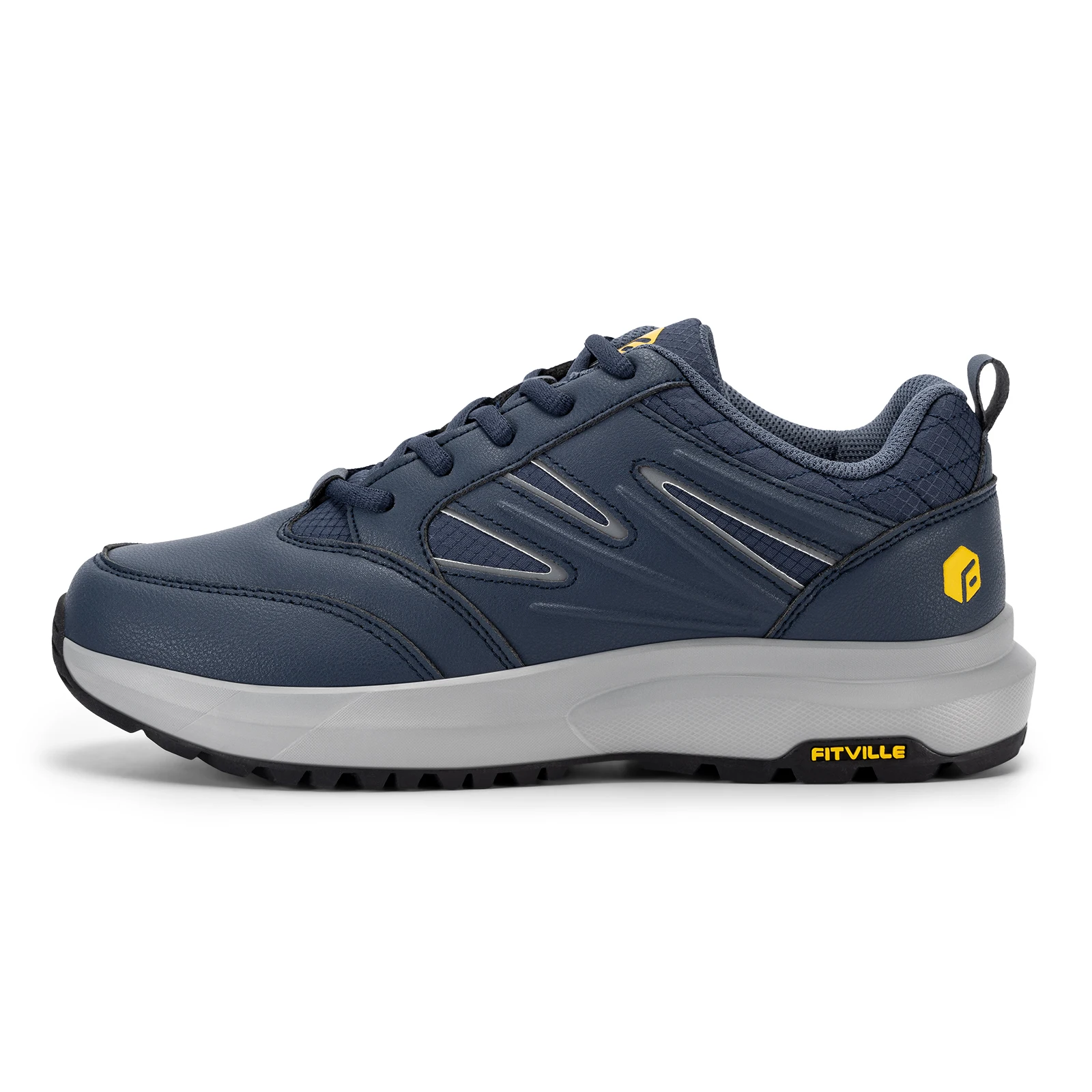 FitVille Wide Men's Shoes Hiking Waterproof Outdoor Work Trekking Trails Sneakers with Arch Support for Heel Pain Relief