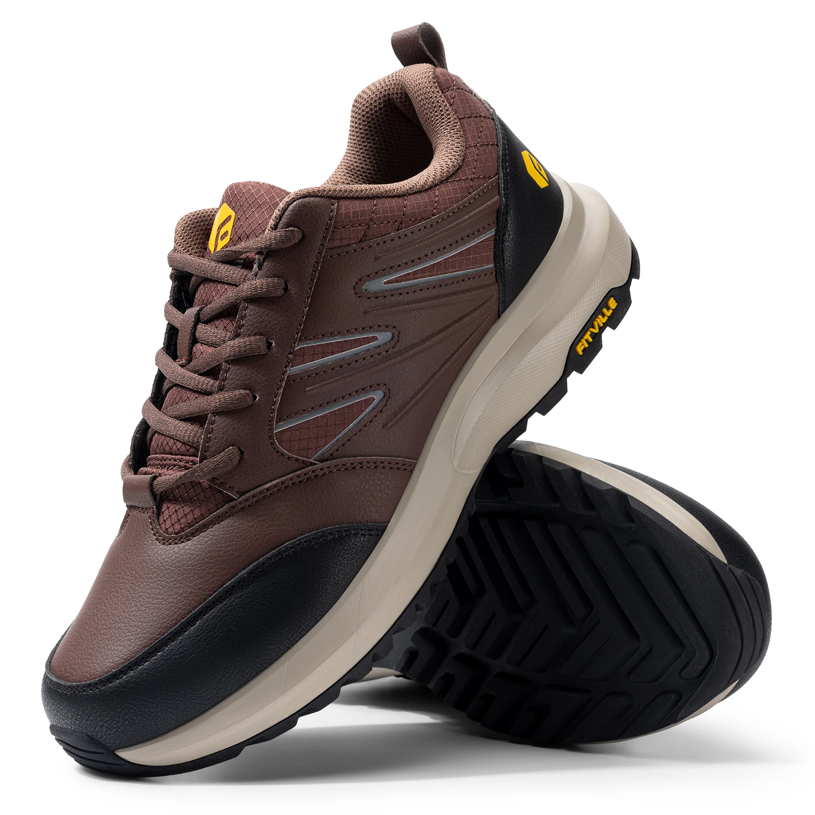 FitVille Wide Men's Shoes Hiking Waterproof Outdoor Work Trekking Trails Sneakers with Arch Support for Heel Pain Relief