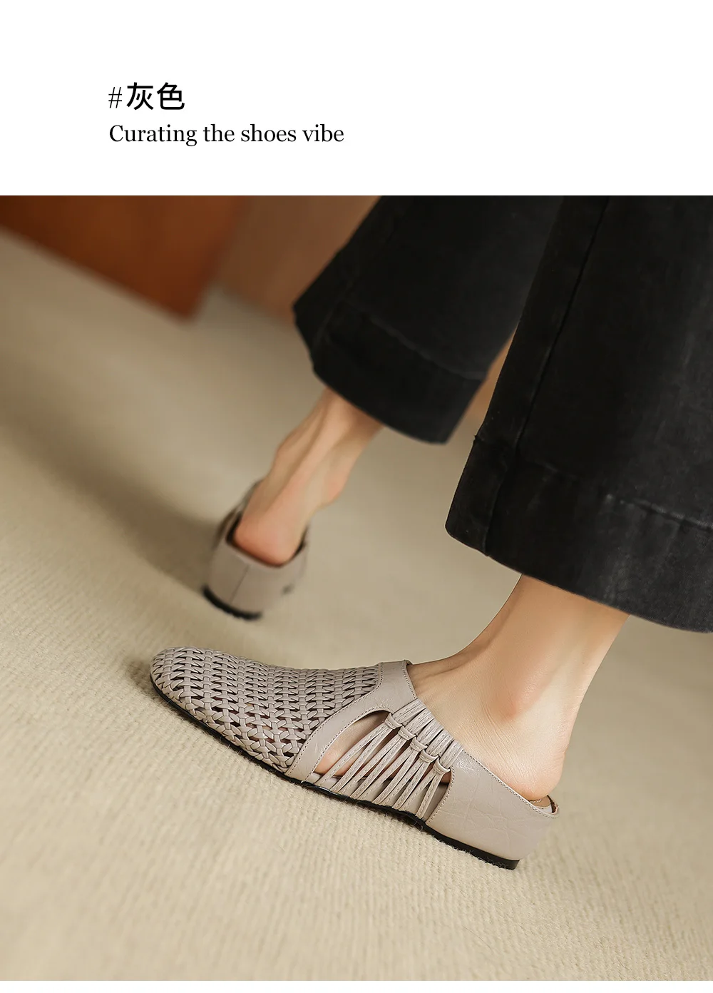 2026 new summer women sandals natural leather 22-25cm sheepskin+weave fabric hollow-out mules high heel women slippers fashion