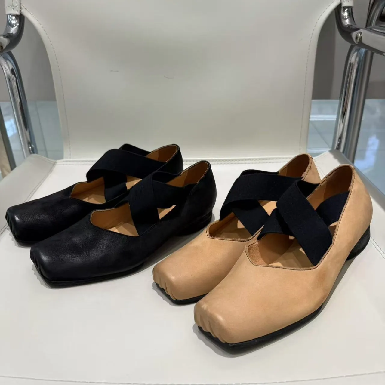 Spring/Summer Mary Jane Shoes Block Heel Pumps Cross Strap Chunky Mid Heel Vintage Elegant Dress Pumps Singel Shoes For Women
