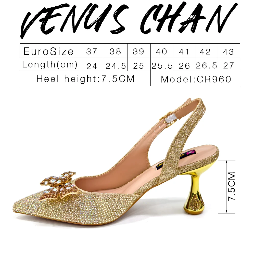 Venus Chan Italian Design Women's Shoes & Rhinestone Butterfly Bag – Perfect for Weddings & Bridal Accessories