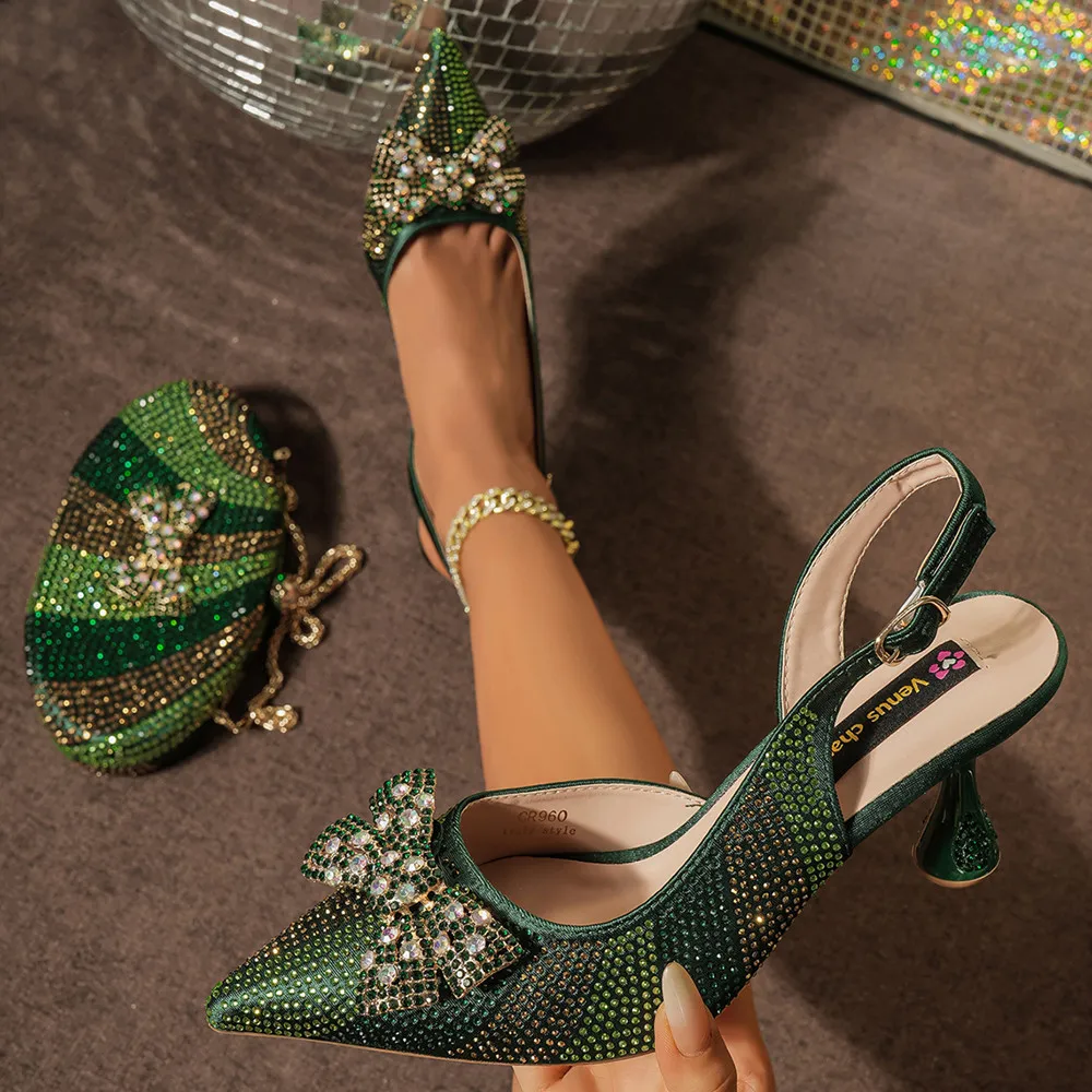 Venus Chan Italian Design Women's Shoes & Rhinestone Butterfly Bag – Perfect for Weddings & Bridal Accessories