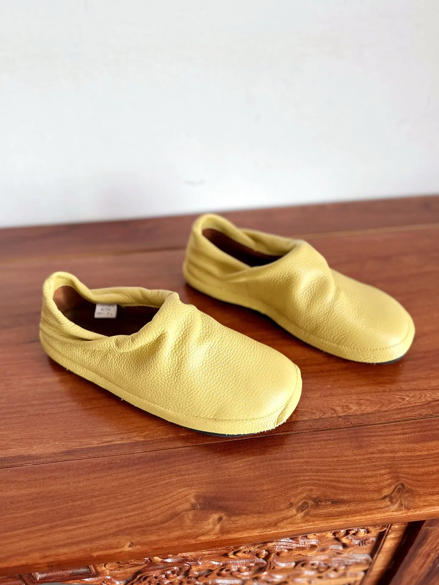 Careaymade-Simple Artistic Handmade Wider Toe Genuine Leather Women's Shoes,Cowhide Low Heel Round Toe Comfortable Single Shoes