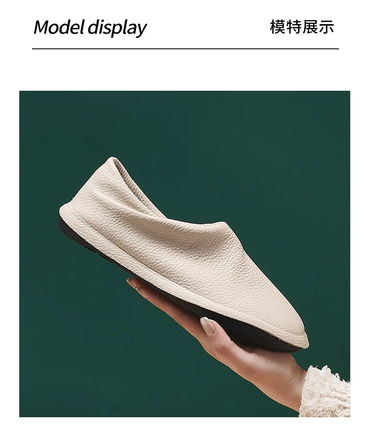 Careaymade-Simple Artistic Handmade Wider Toe Genuine Leather Women's Shoes,Cowhide Low Heel Round Toe Comfortable Single Shoes