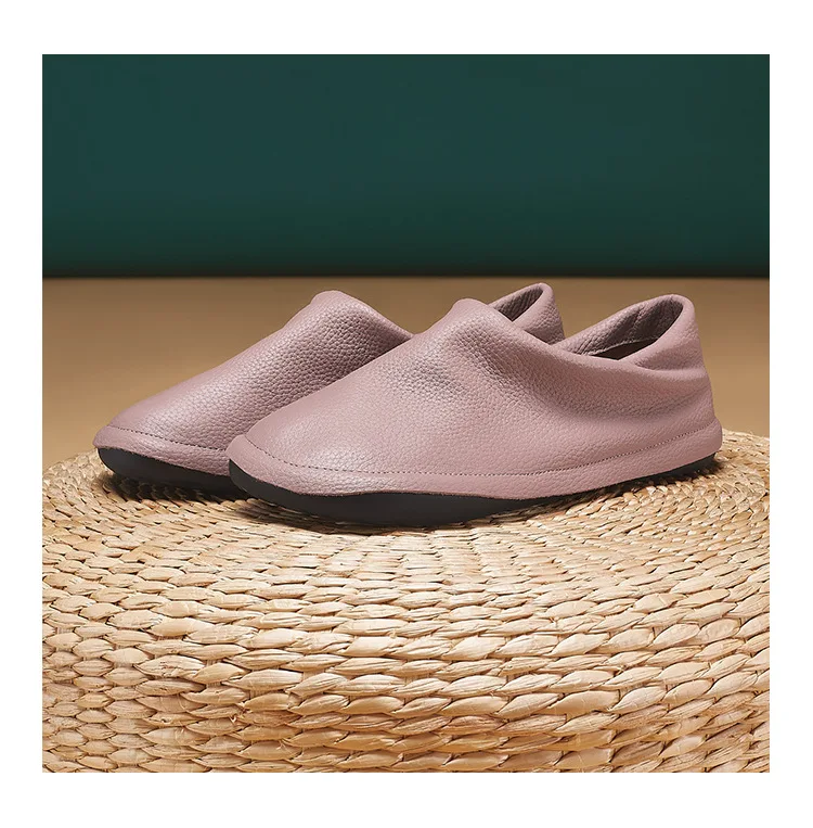 Careaymade-Simple Artistic Handmade Wider Toe Genuine Leather Women's Shoes,Cowhide Low Heel Round Toe Comfortable Single Shoes