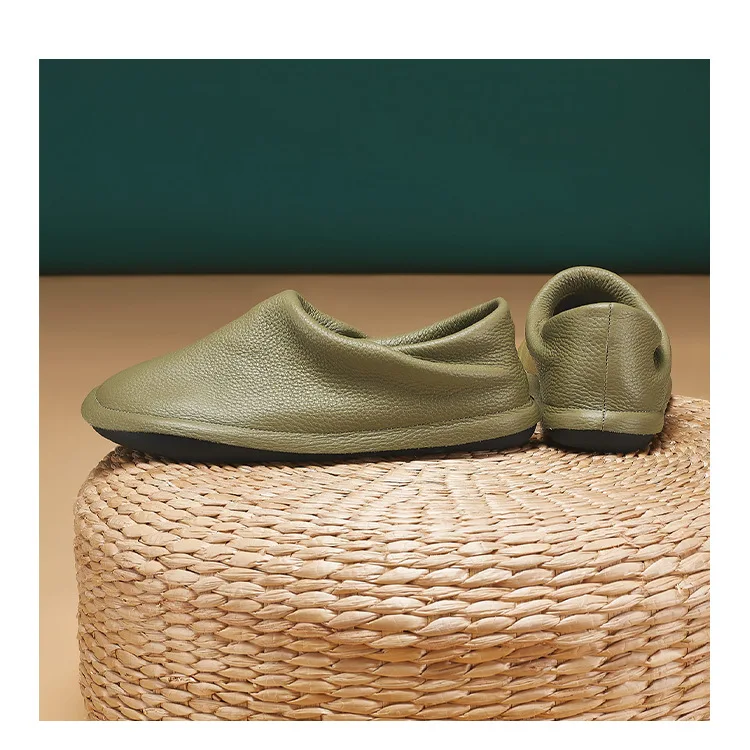 Careaymade-Simple Artistic Handmade Wider Toe Genuine Leather Women's Shoes,Cowhide Low Heel Round Toe Comfortable Single Shoes