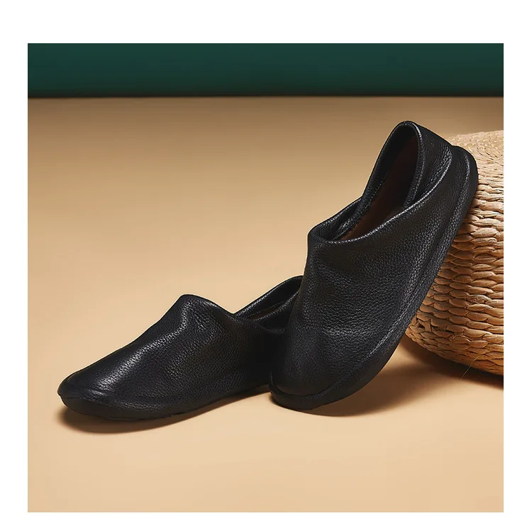 Careaymade-Simple Artistic Handmade Wider Toe Genuine Leather Women's Shoes,Cowhide Low Heel Round Toe Comfortable Single Shoes