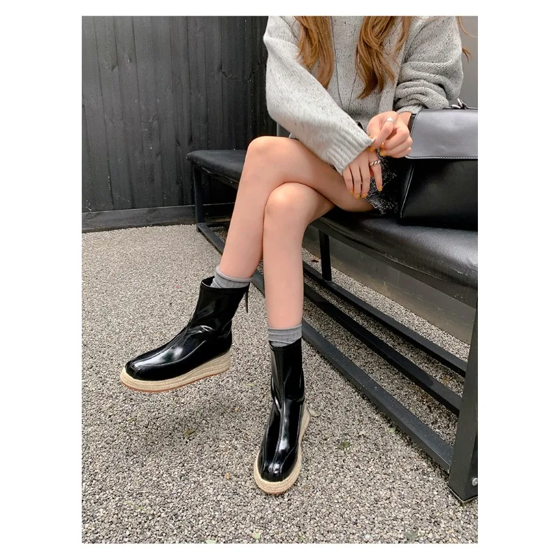 Eilyken New Fashion Sewing Round Toe Women Ankle Boots Designer Twine Weaving Thick Bottom Platform Zipper Shoes