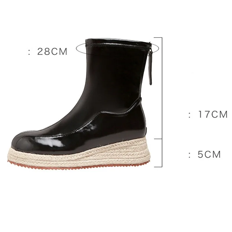 Eilyken New Fashion Sewing Round Toe Women Ankle Boots Designer Twine Weaving Thick Bottom Platform Zipper Shoes