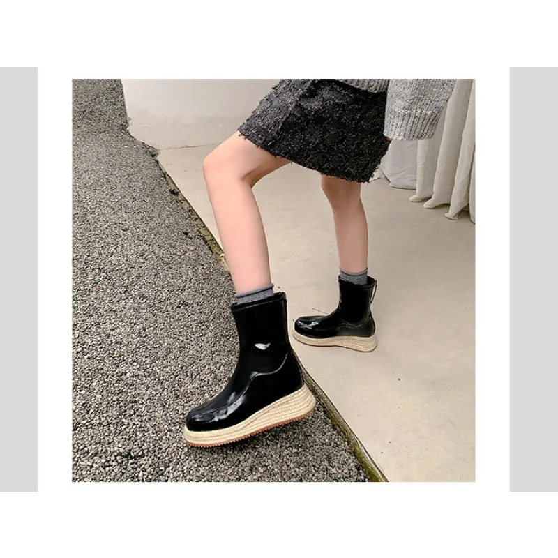 Eilyken New Fashion Sewing Round Toe Women Ankle Boots Designer Twine Weaving Thick Bottom Platform Zipper Shoes