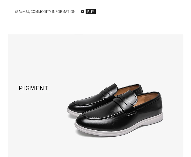 Men Casual Leather Shoes White Slip On Leather Loafers Men High Quality Party Social Leather Shoes Men's Office Business Shoes