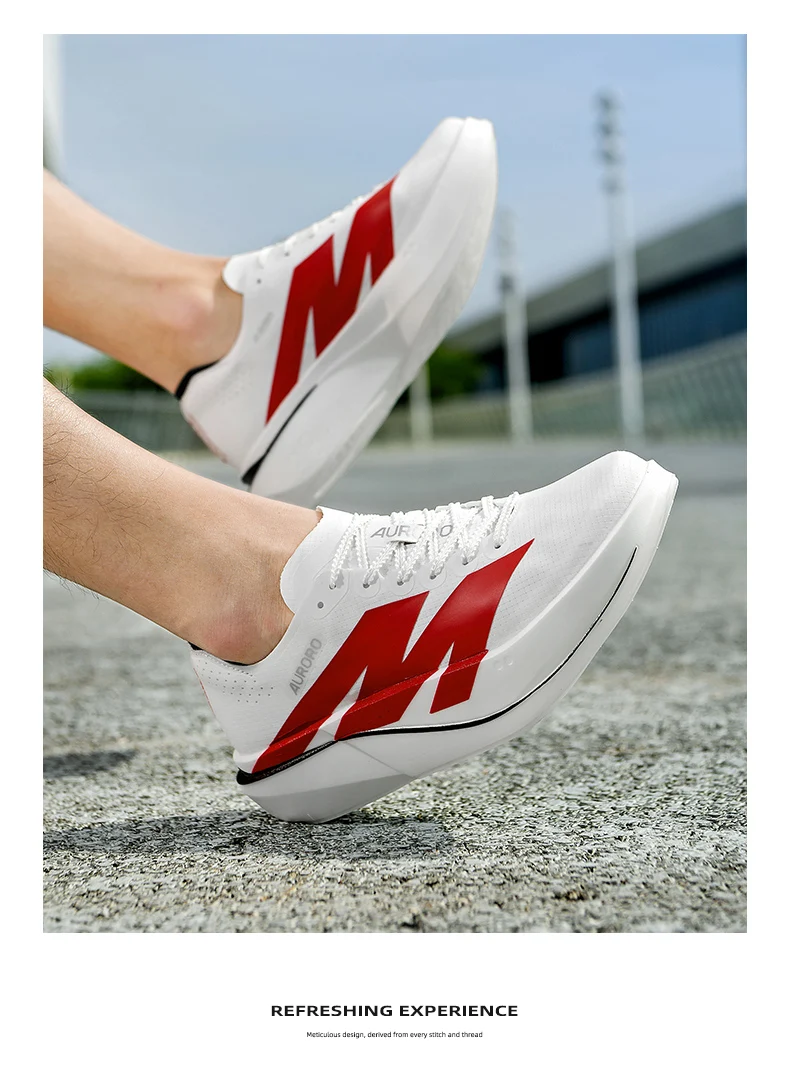 Men Carbon Plate Running Shoes Breathable Mesh Women Athletic Sneakers Cushion Sport Trainers Outdoor Marathon Jogging Footwear