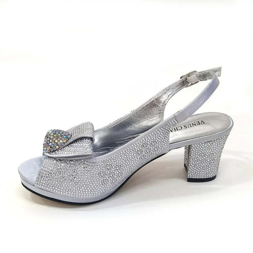 Venus Chan 2024 Italian Design Girly Style Golden Color Wedding Shoes And Bag Full Diamond Decoration Metal Closure Bags