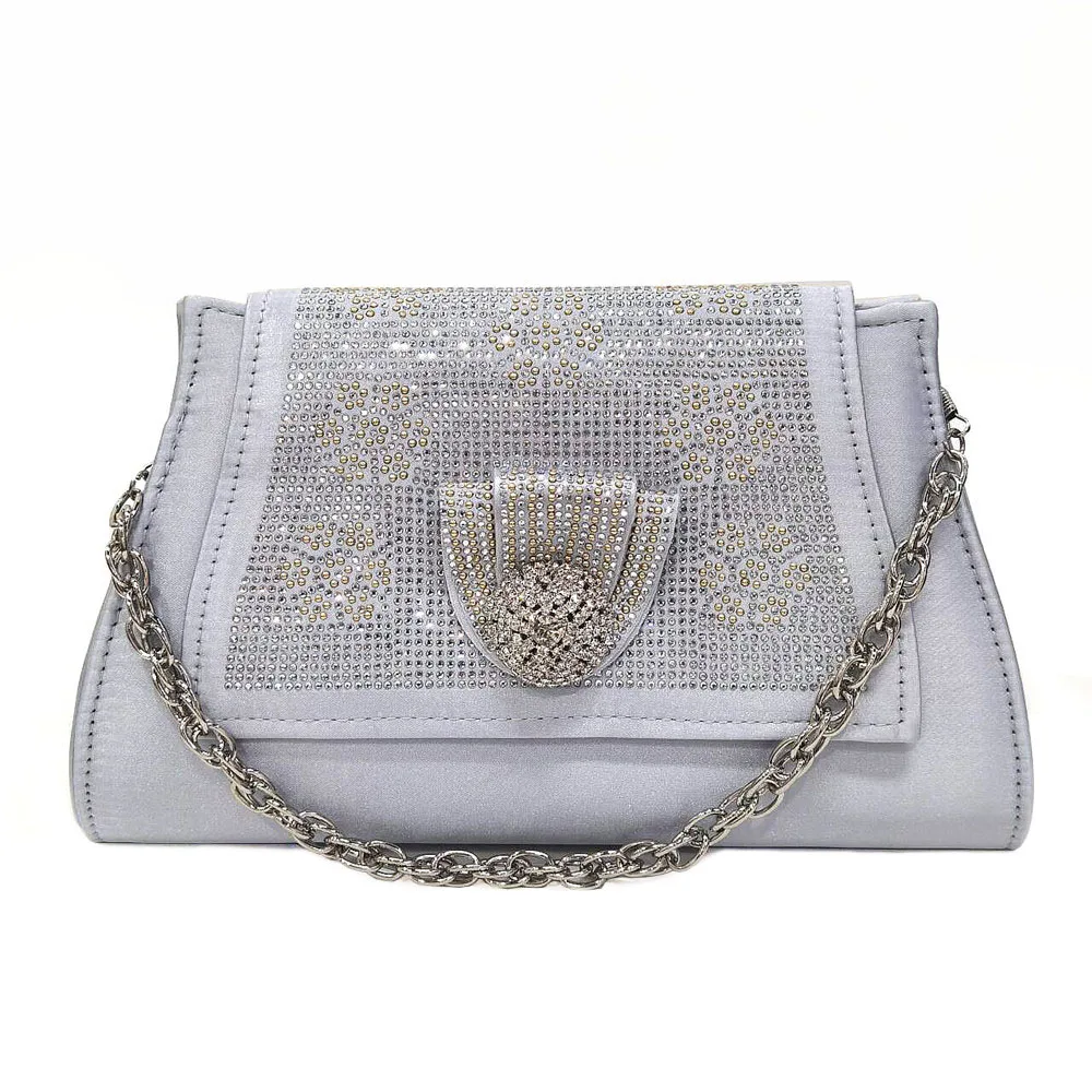 Venus Chan 2024 Italian Design Girly Style Golden Color Wedding Shoes And Bag Full Diamond Decoration Metal Closure Bags