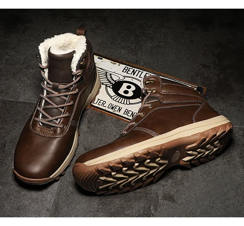 Men Boots High Quality Hking Shoes High Top Shoes Tactical Sneakers Snow Wniter Boots Outdoor Mountaineering Camping Thick Sole